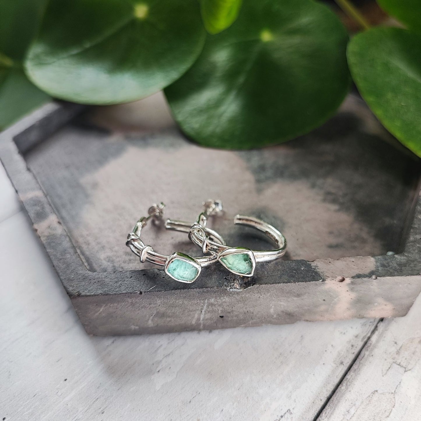 Aqua Tourmaline Hoops