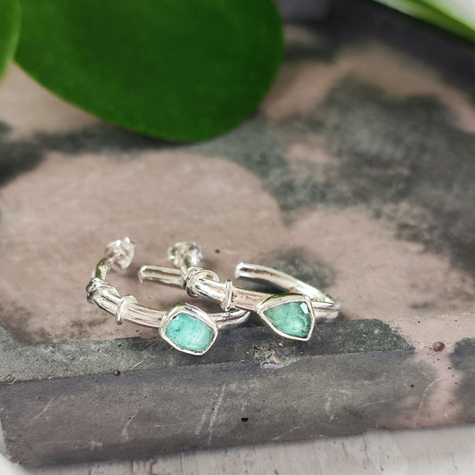 Aqua Tourmaline Hoops