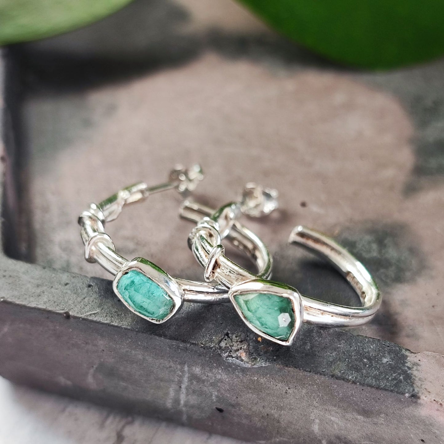 Aqua Tourmaline Hoops