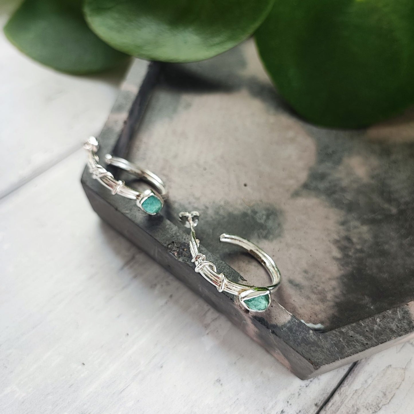 Aqua Tourmaline Hoops