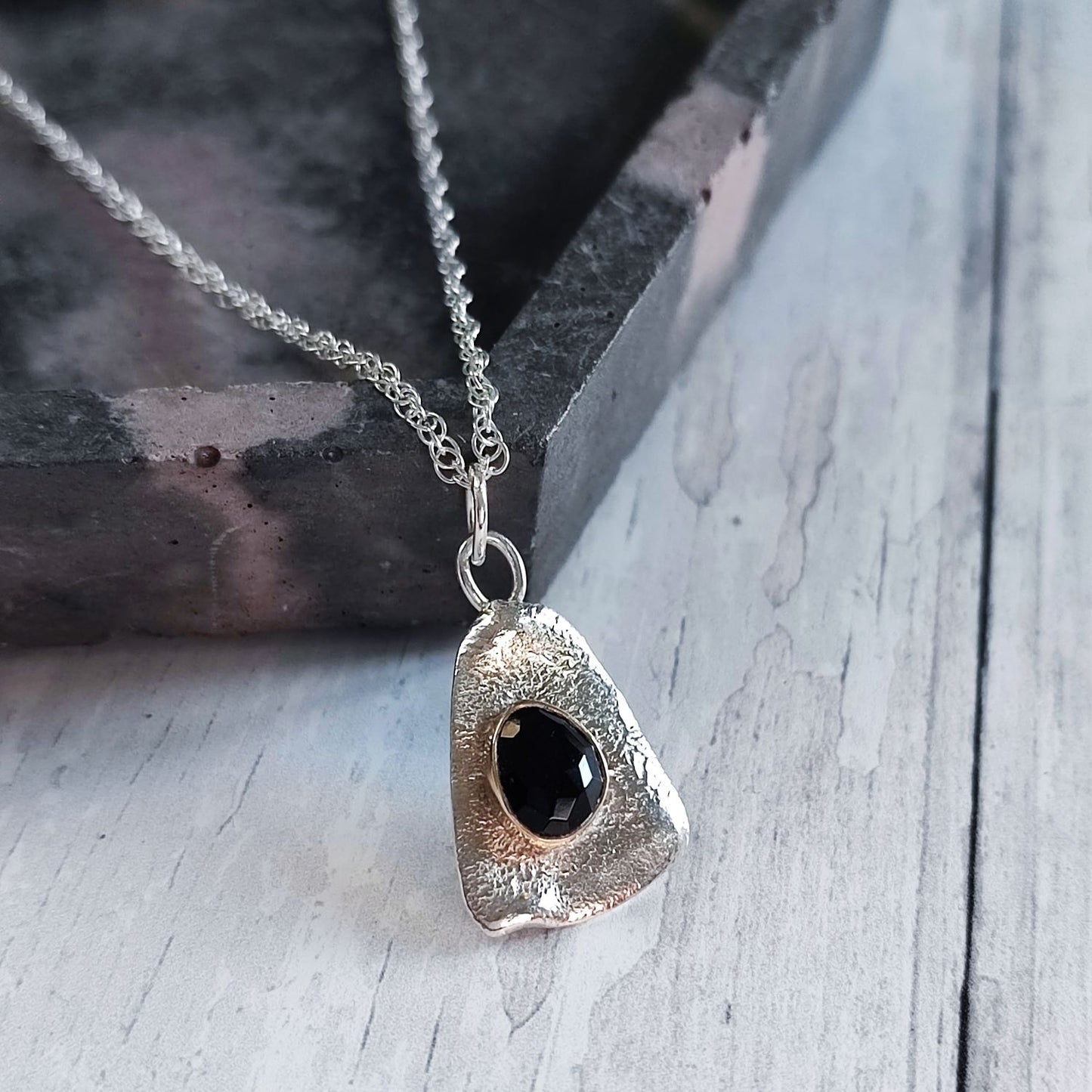 Black Tourmaline Reticulated Pendant