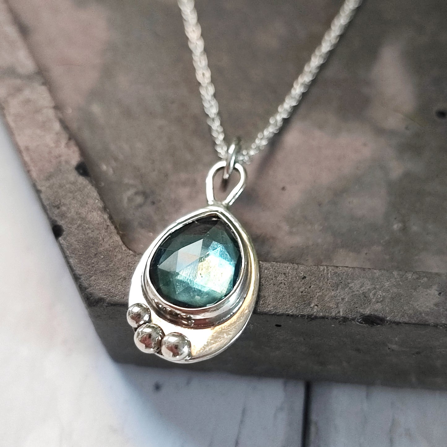 London blue topaz teardrop pendant