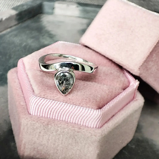 Salt and Pepper diamond engagement ring