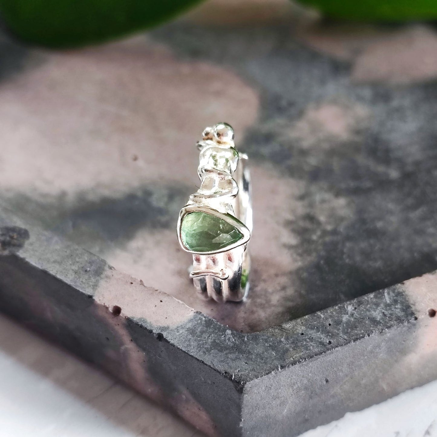 Light Green Tourmaline Molten Ring