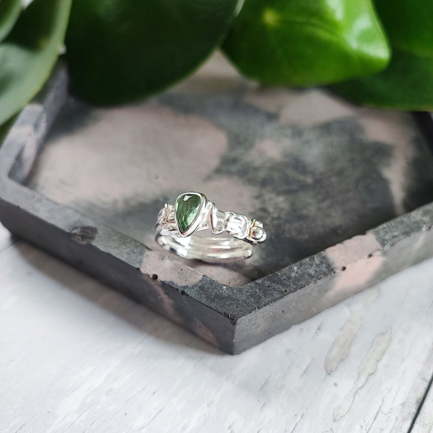 Light Green Tourmaline Molten Ring