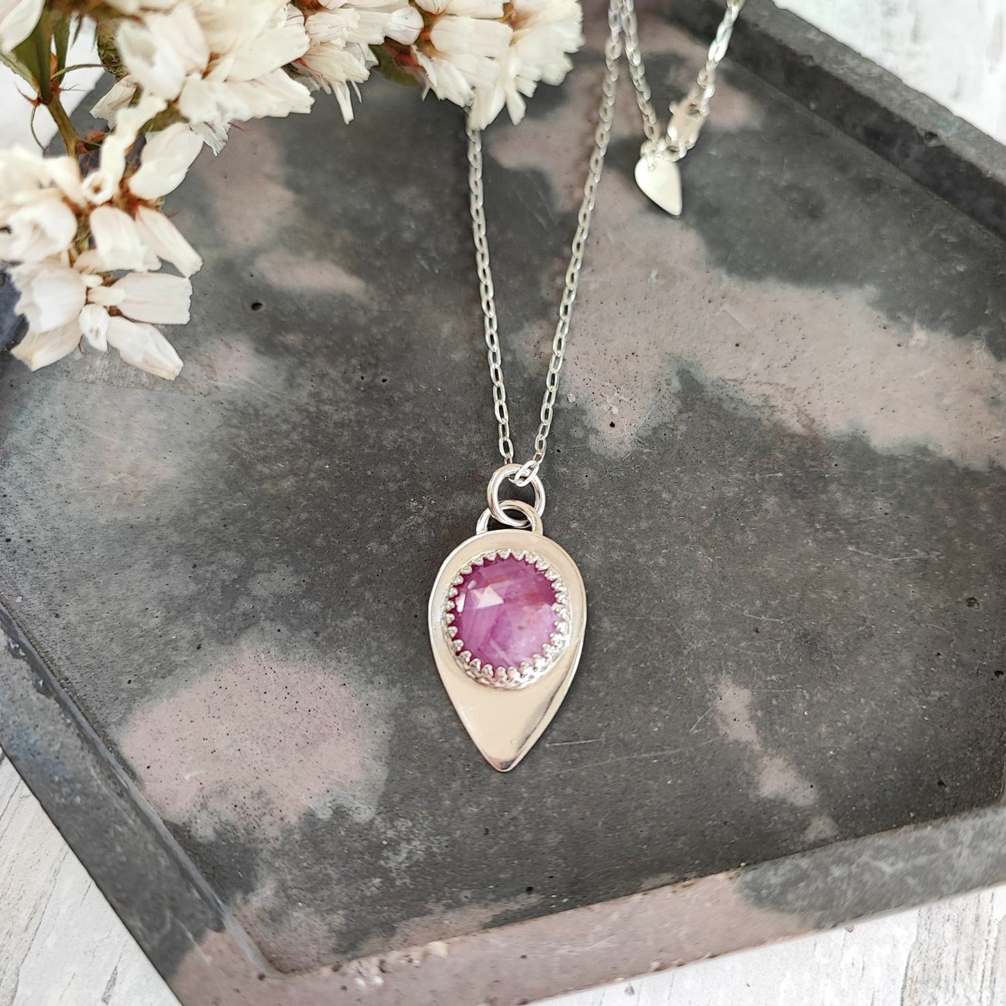 Pink Sapphire Drop Pendant