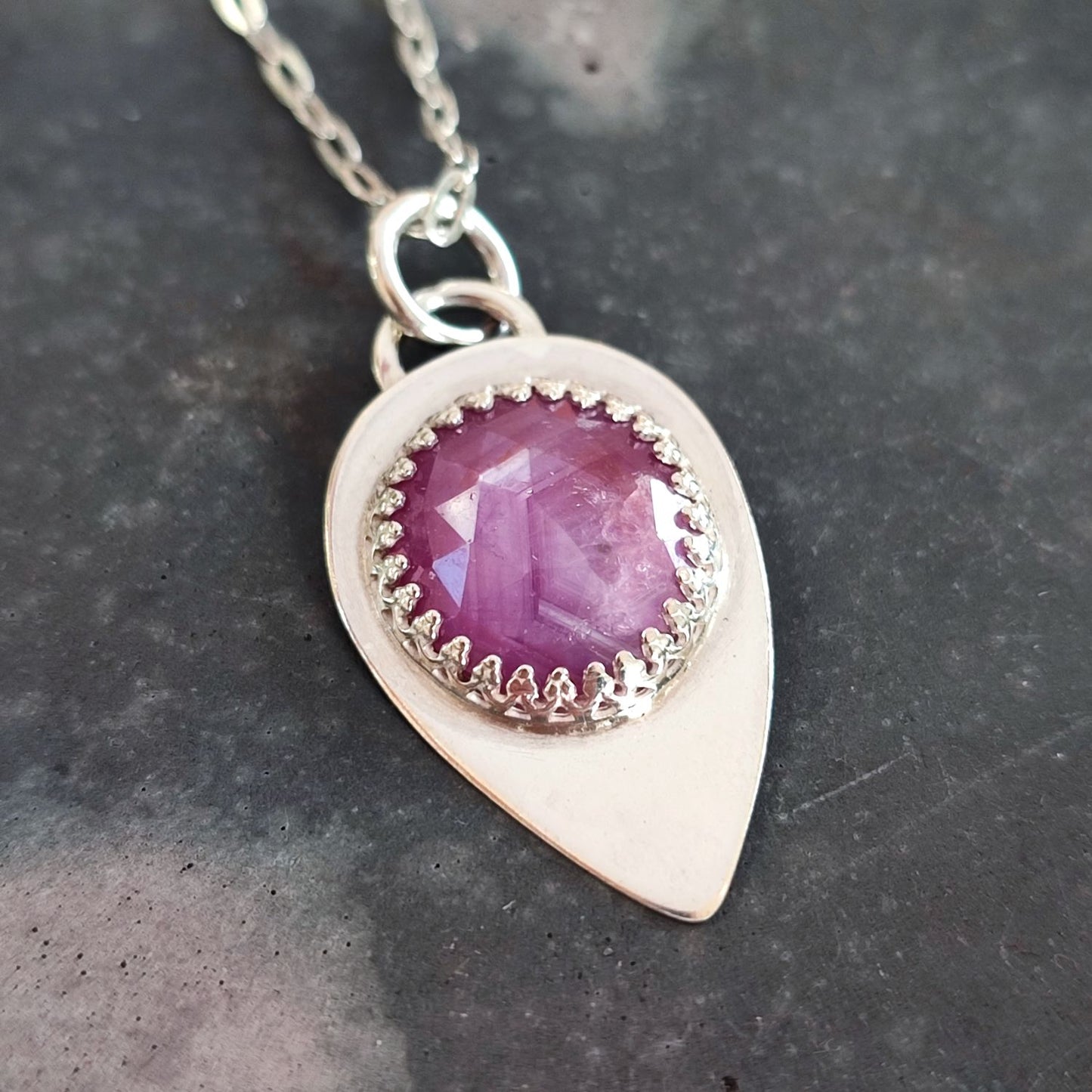 Pink Sapphire Drop Pendant