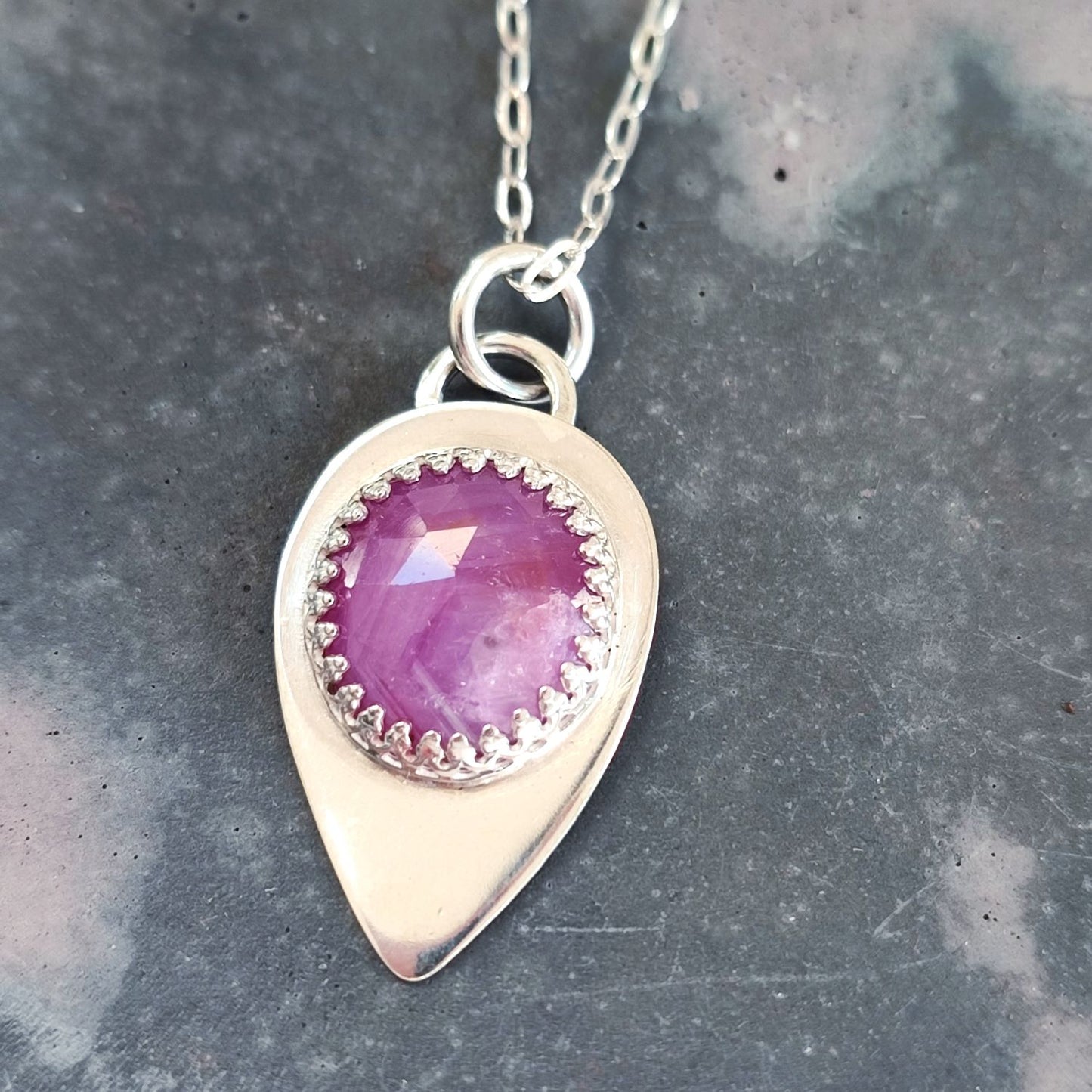 Pink Sapphire Drop Pendant