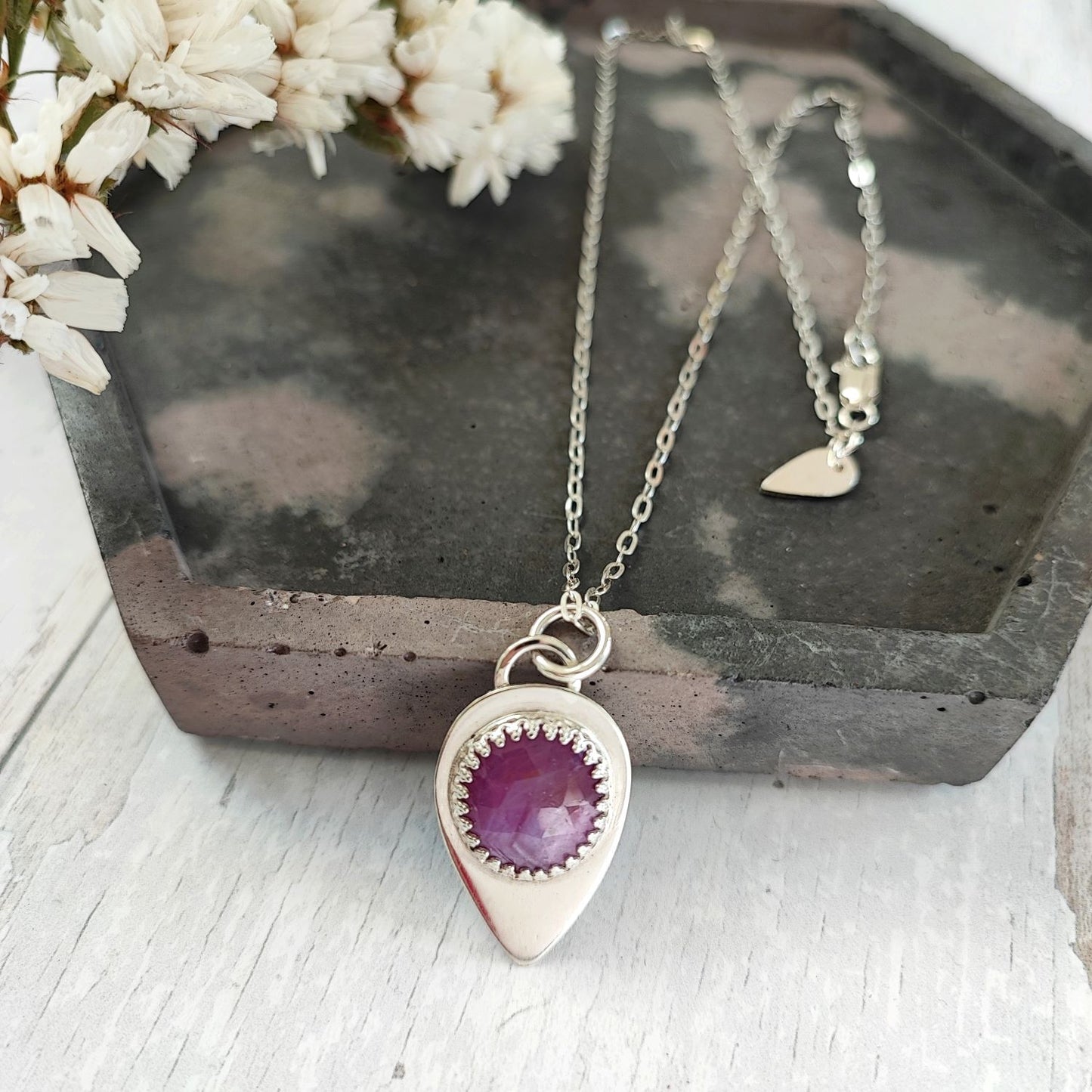 Pink Sapphire Drop Pendant