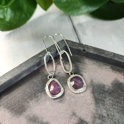 Purple Sapphire Chain Earrings