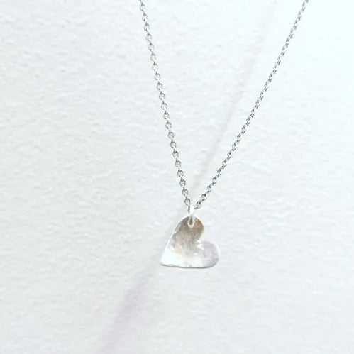 Mini Hammered Concave Heart Necklace