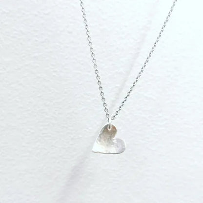 Mini Hammered Concave Heart Necklace