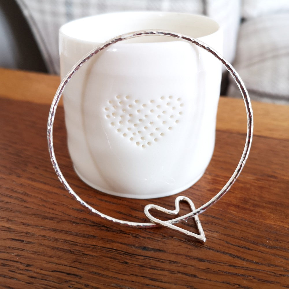 Open Wire Heart Bangle