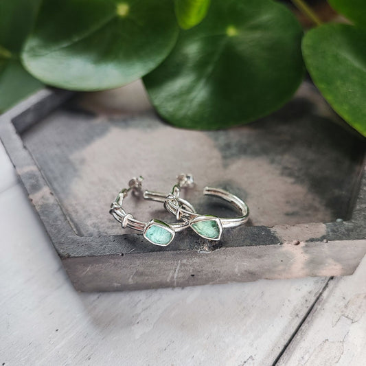 Aqua Tourmaline Hoops