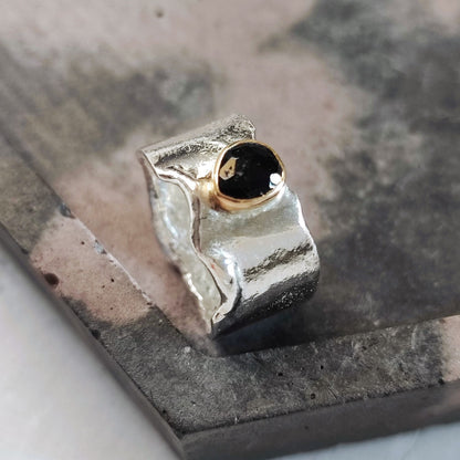 Black Tourmaline Reticulated Ring
