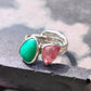 Double 'Juicy' Tourmaline and Chrysoprase Ring