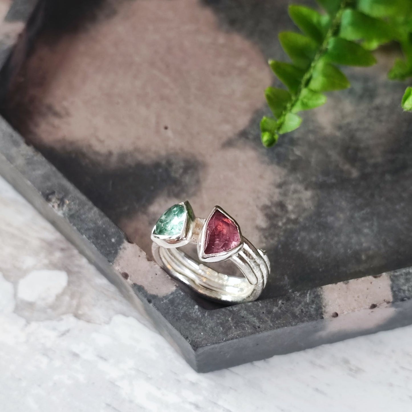 Pink and Green Double 'Juicy' Ring