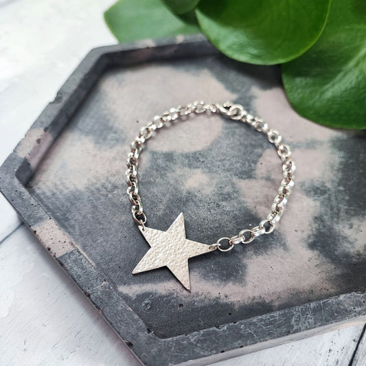 Chunky Hammered Star Bracelet