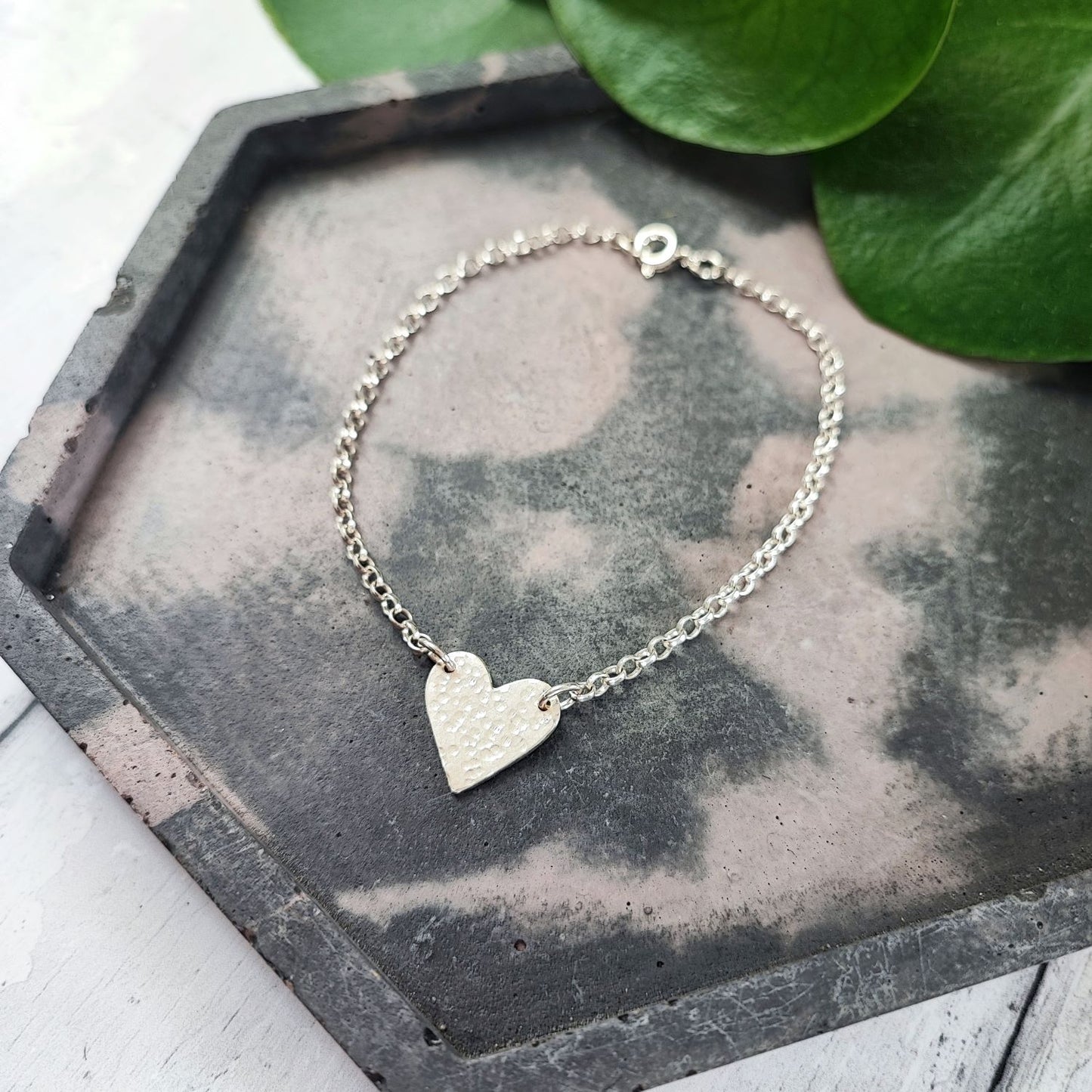 Hammered heart bracelet