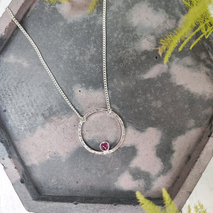 Stone-set Hammered Hoop Necklace
