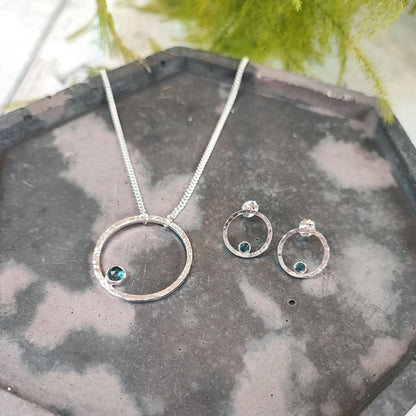 Stone-set Hammered Hoop Necklace