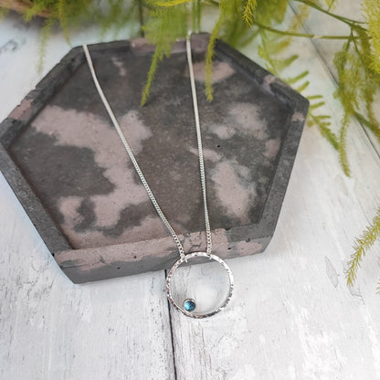 Stone-set Hammered Hoop Necklace
