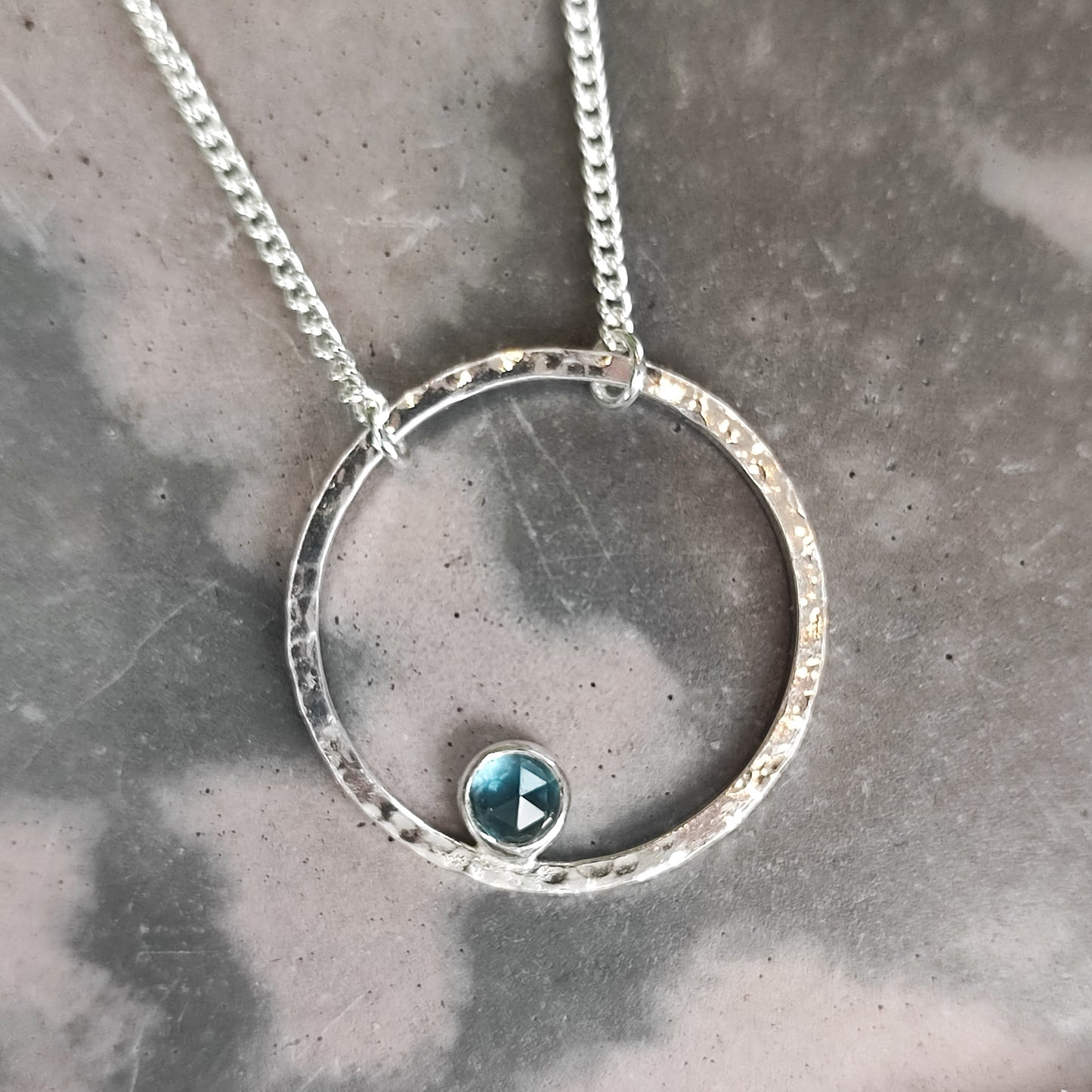 Stone-set Hammered Hoop Necklace