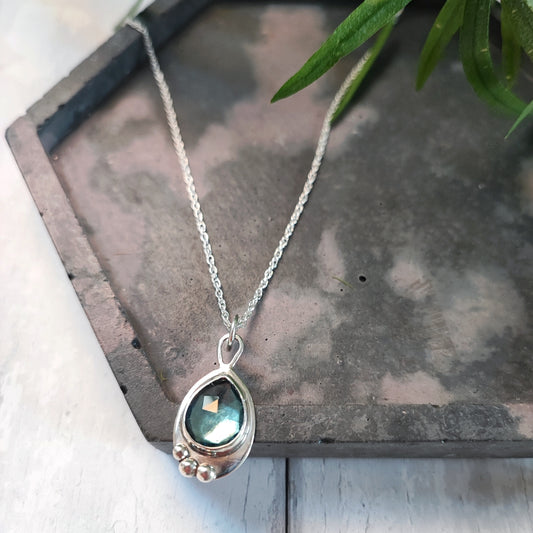 London blue topaz teardrop pendant