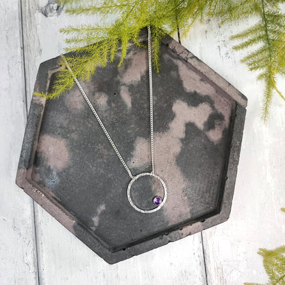 Stone-set Hammered Hoop Necklace