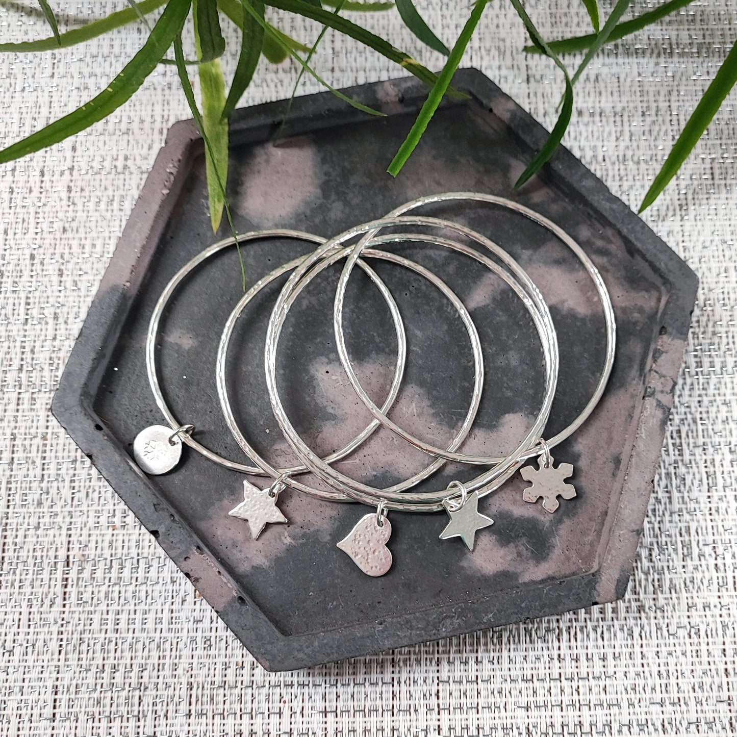 Sterling silver charm bangles