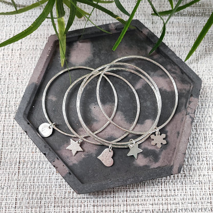 Sterling silver charm bangles