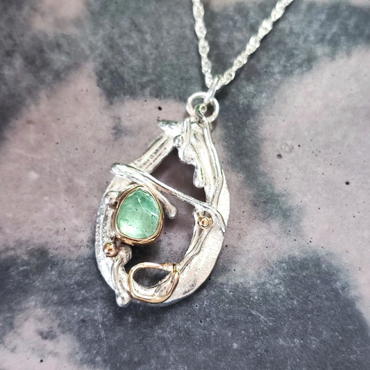 Light Green Tourmaline Teardrop Pendant