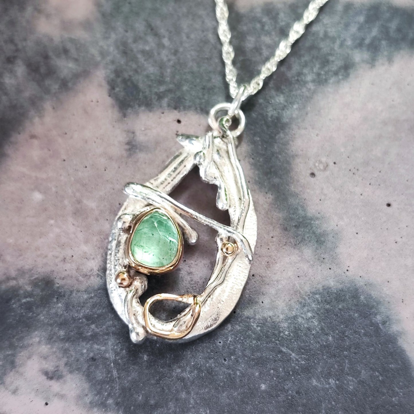 Light Green Tourmaline Teardrop Pendant