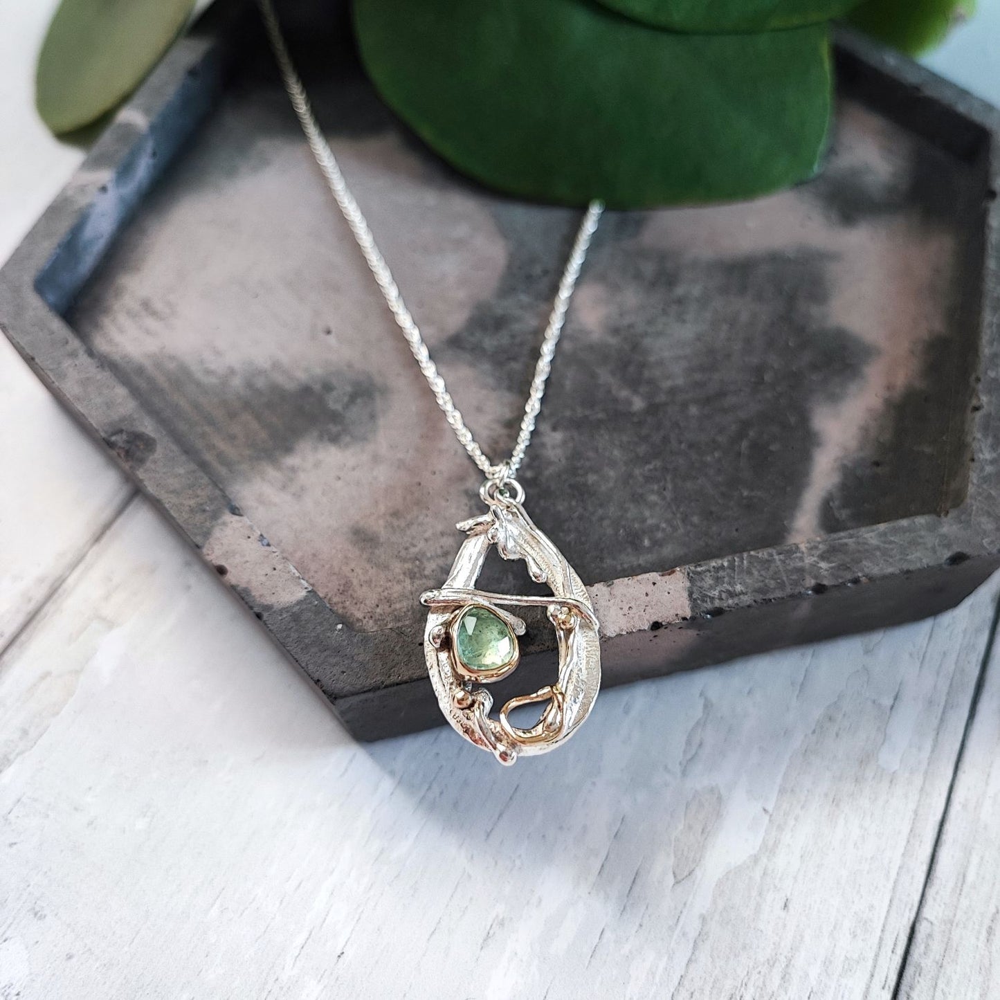 Light Green Tourmaline Teardrop Pendant