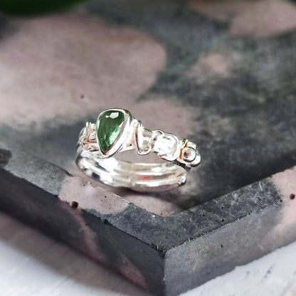 Light Green Tourmaline Molten Ring