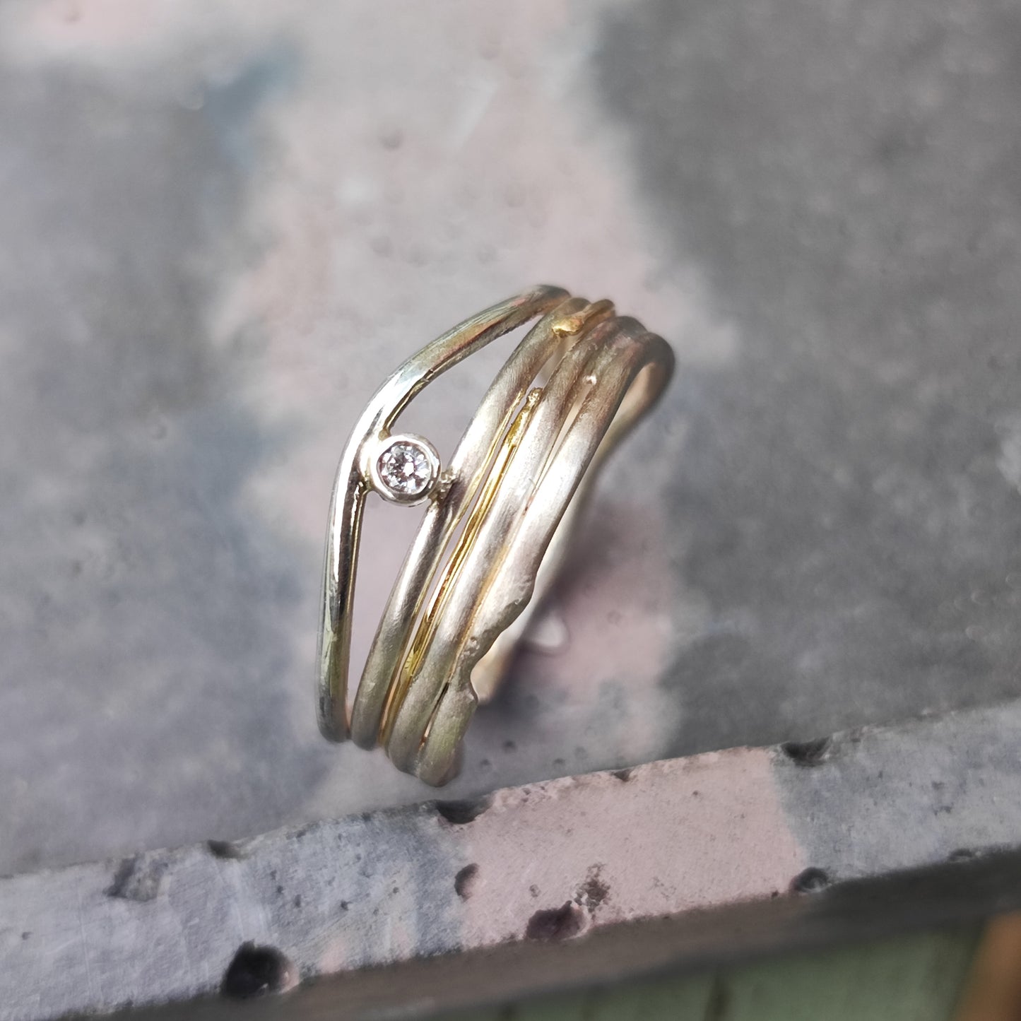 Fine Molten Little Diamond Ring