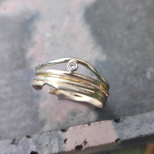 Fine Molten Little Diamond Ring