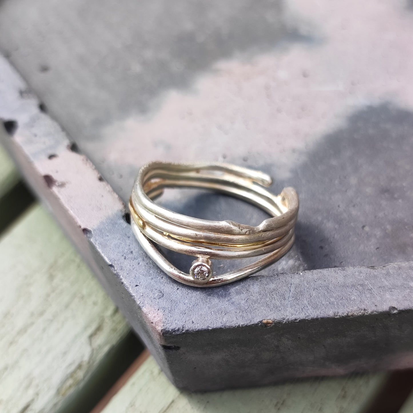 Fine Molten Little Diamond Ring