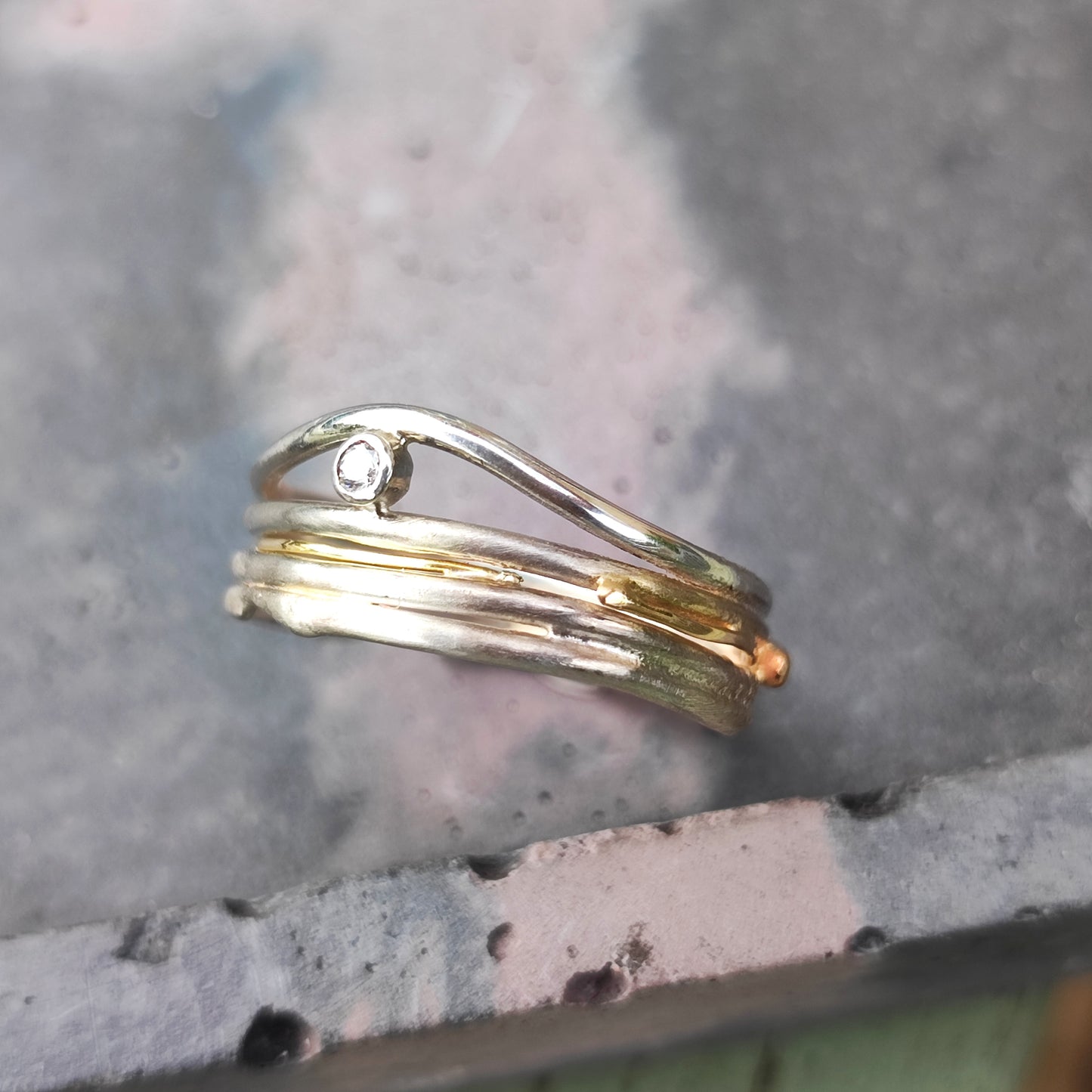 Fine Molten Little Diamond Ring