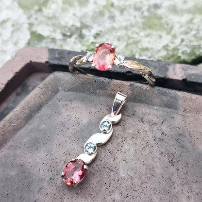 Recycled silver and Tourmaline Ring and Pendant