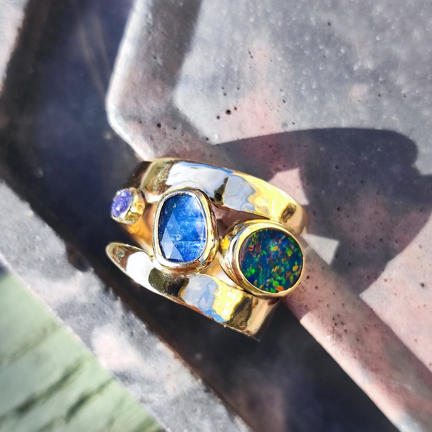 Revycled Opal and gold birthday ring