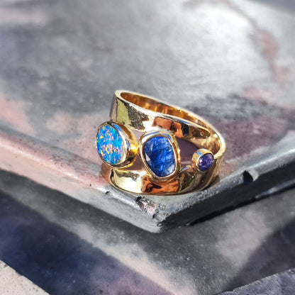 Revycled Opal and gold birthday ring