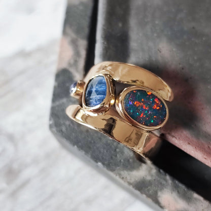 Revycled Opal and gold birthday ring