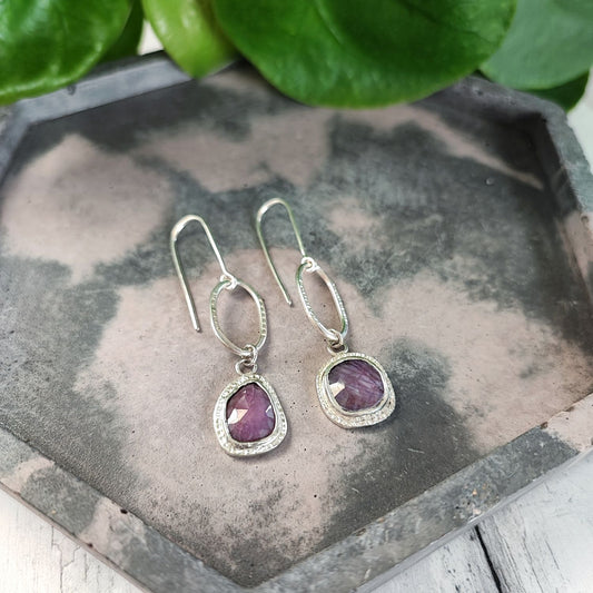 Purple Sapphire Chain Earrings