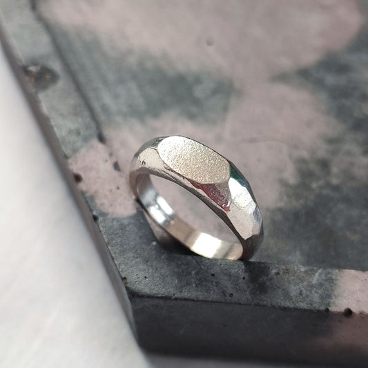 Silver chunky faceted ring