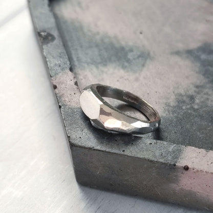 Silver chunky faceted ring