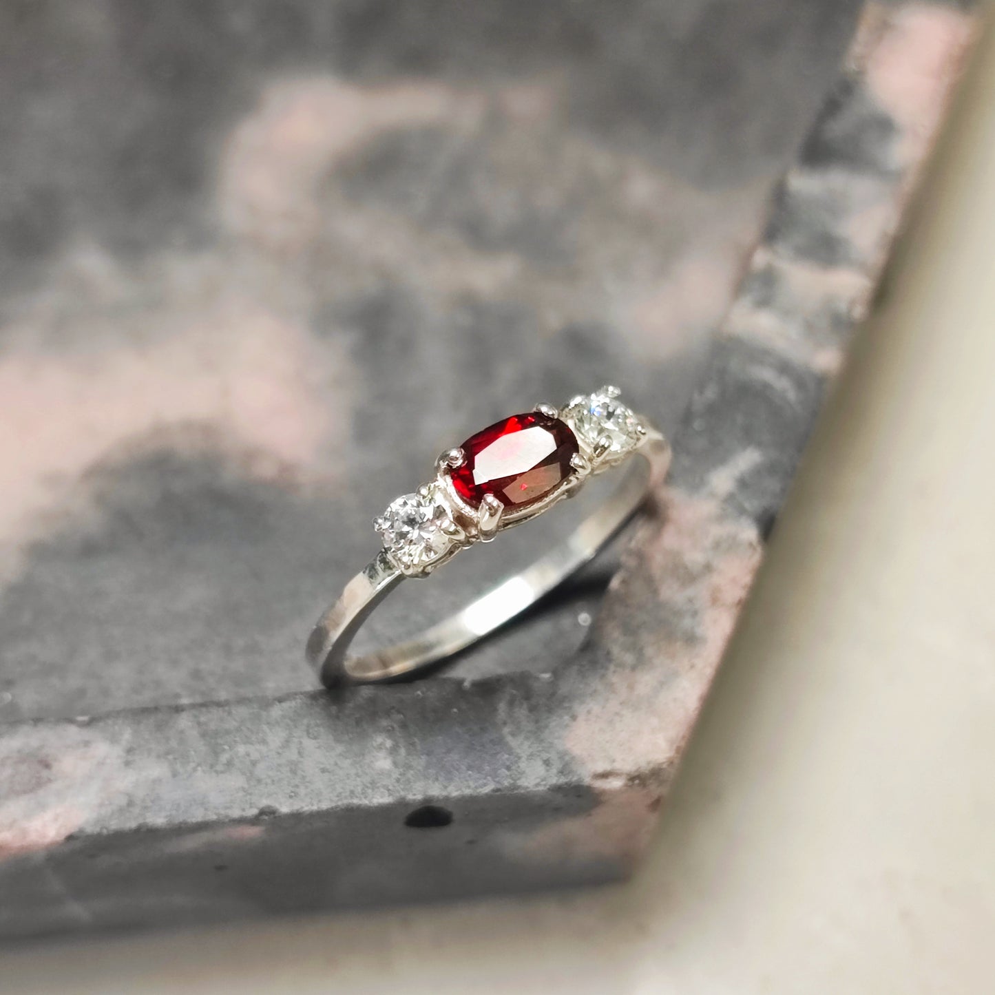 Red Garnet sparkle ring