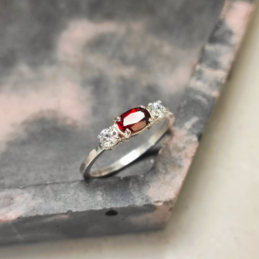 Red Garnet sparkle ring