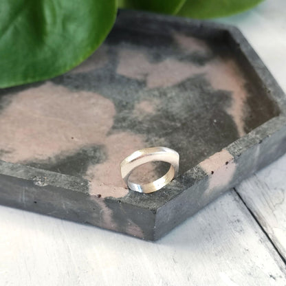 Silver Slim Faceted Ring