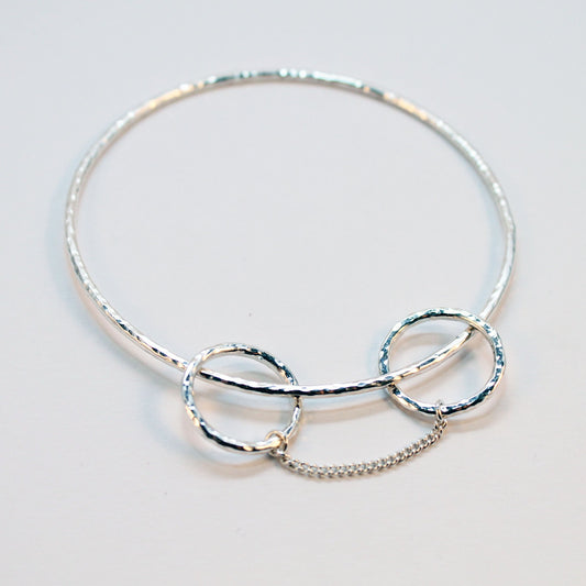 Bangle with Double Hoop and Chain